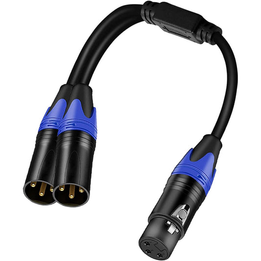 XLR Splitter Cable 1 XLR Female to 2 XLR Male Patch Y Cable Balanced Mic Splitter Cord Audio Adapter (11.8")