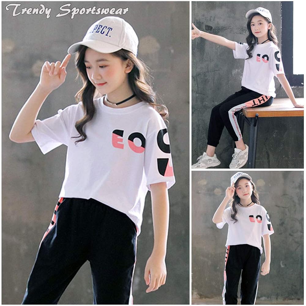 [VIALE] Viale EO Short Sleeve Sports Shirt & Stretch Sports Pants 2 Piece Set Athletic Wear Sports Long Pants Children's Clothing Girls Kids Girls Short Sleeve Setup