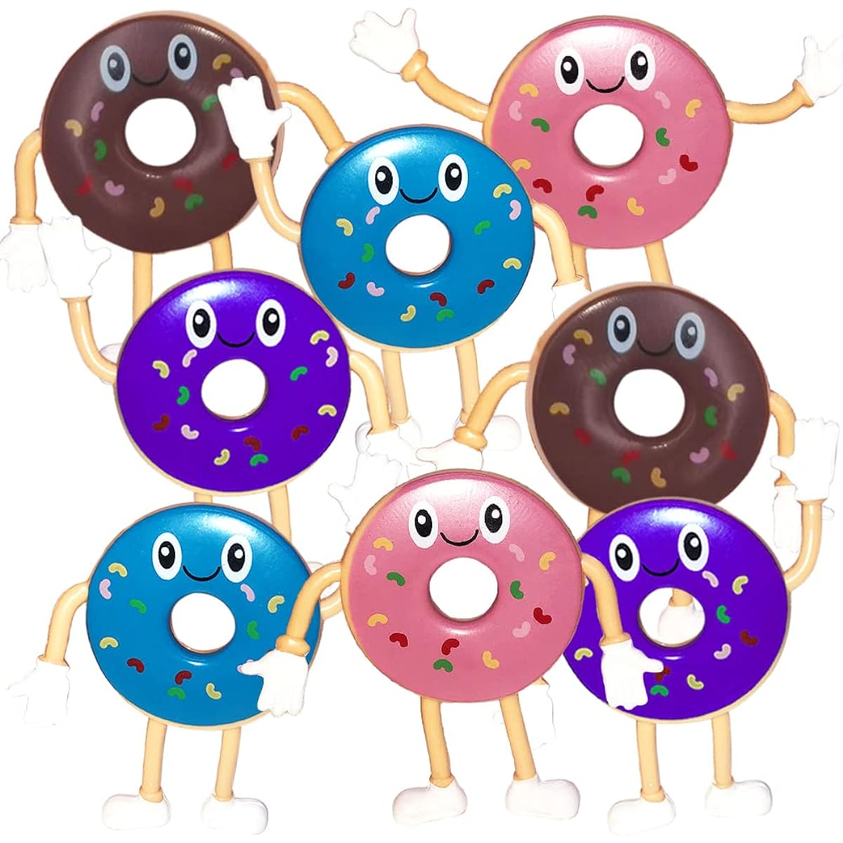 ArtCreativity Set of 12 Bendable Donut Figures Bendable Toys for Kids Donut Party Favors for Boys and Girls Stress Relief Fidget Toy Goodie Bag Stuffers Pinata Fillers