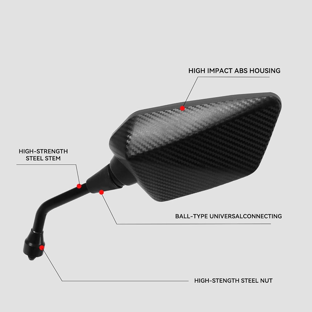 Esploratori ATV Mirror Side Rearview Mirror for Motorcycle ATV Scooter Cruiser 8mm 10mm Bolt 7/8 Inch Handlebar Mount Clamp Compatible with Suzuki Yamaha Honda Kawasaki Victory etc.