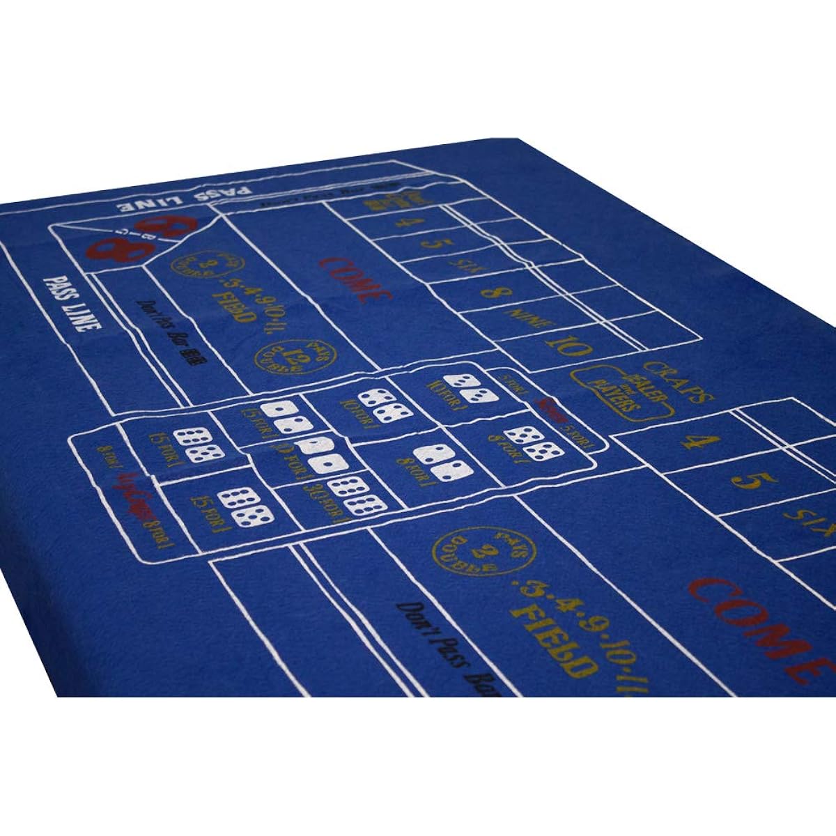 GSE Games & Sports Expert 36"x72" Casino Tabletop Felt Layout Mat (Blackjack, Craps, Roulette, Texas Hold'em, Baccarat) (Blue Craps)