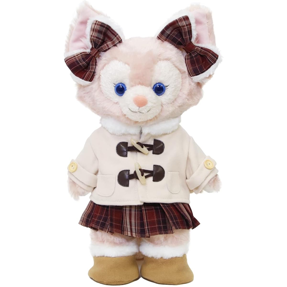 [gaia80] Linabelle short coat with boa, costume, clothes, single item, plush toy sold separately [original, handmade], clothes, coat, check, winter, original design, Duffy goods, for small plush toys
