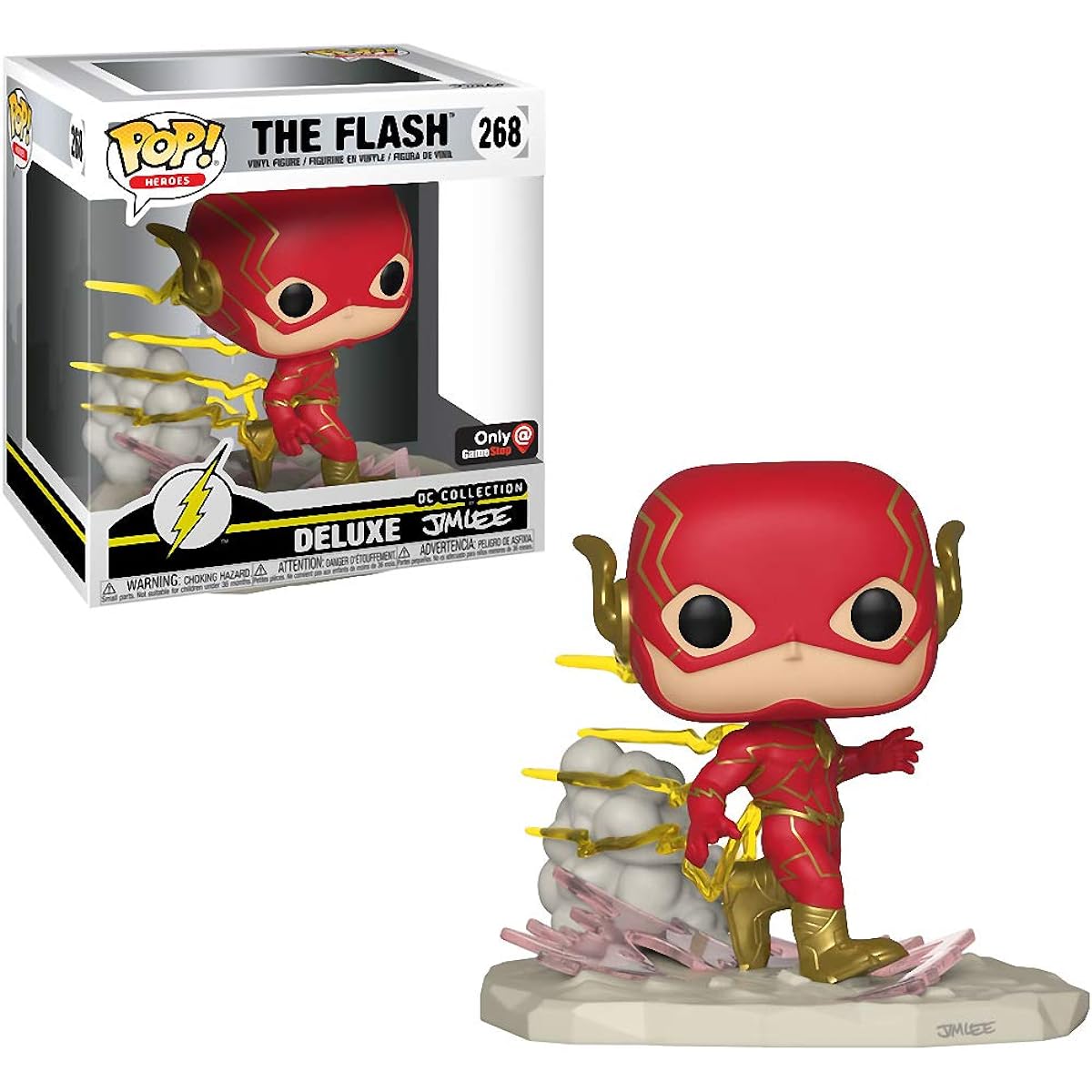 Funko The Flash (GameStop Exclusive Deluxe DC Collection by Jim Lee): The Flash x POP Heroes Vinyl Figure + 1 Official DC Trading Card Bundle [ 268 / 36226]