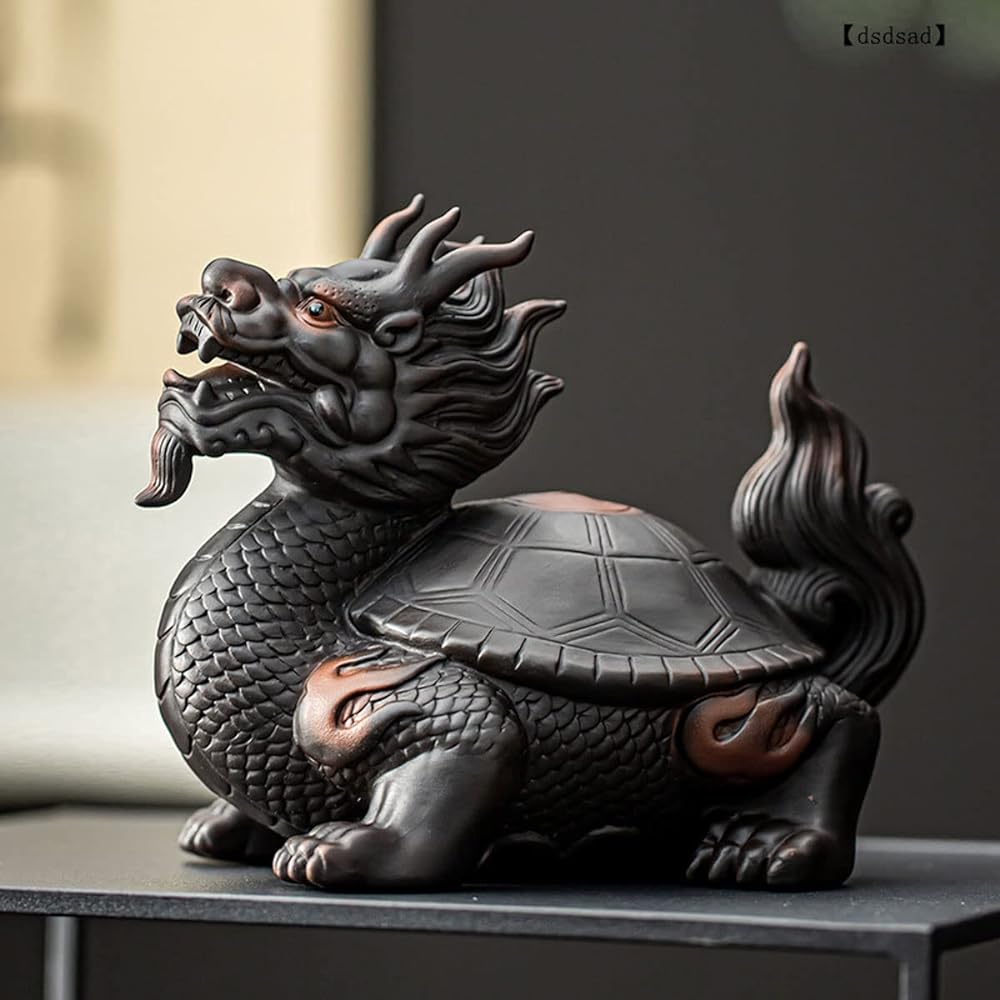 Longui Ceramic Ornament, Object, Prosperous Business, Good Luck Goods, Increases Financial Luck, Feng Shui Goods, Amulet, Figurine (Height 15.5cm x Width x 18cm Depth x 12cm)