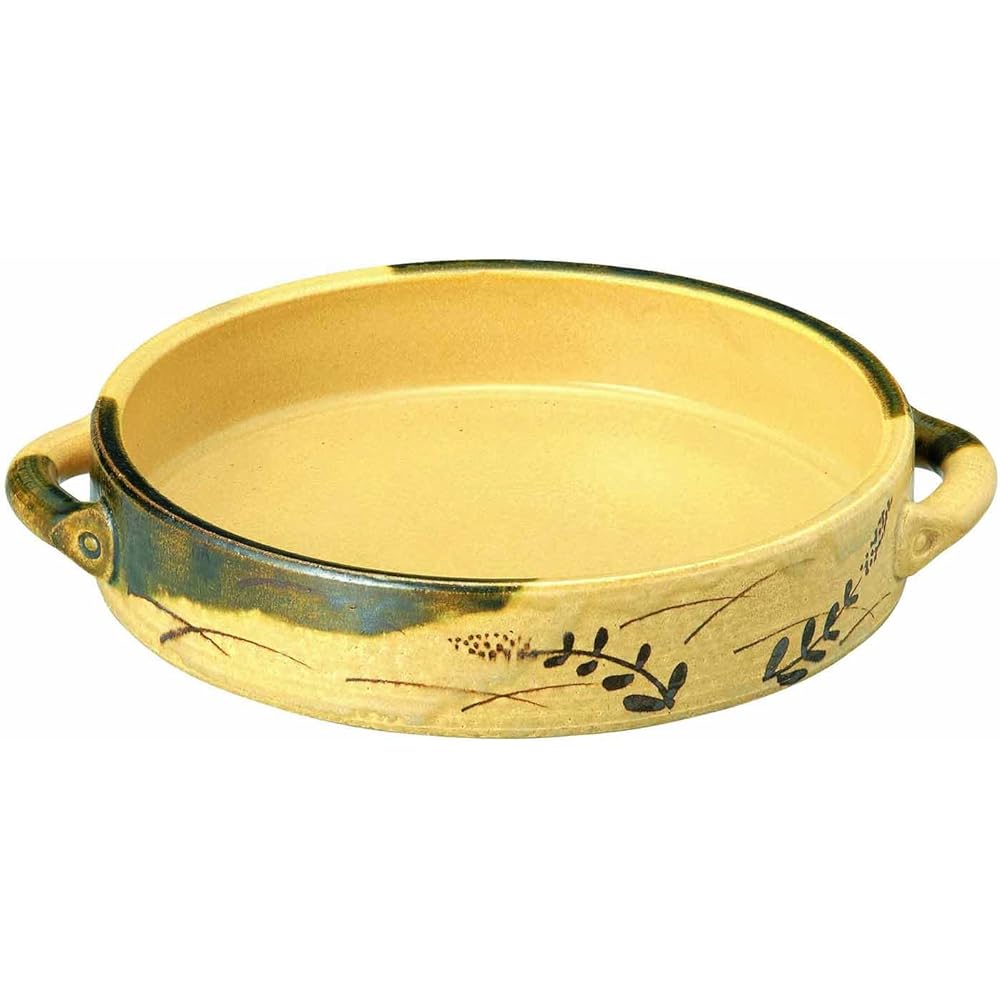 Banko-yaki Open Fire Sukiyaki Ceramic Plate Large Red Brush Mark 32-226
