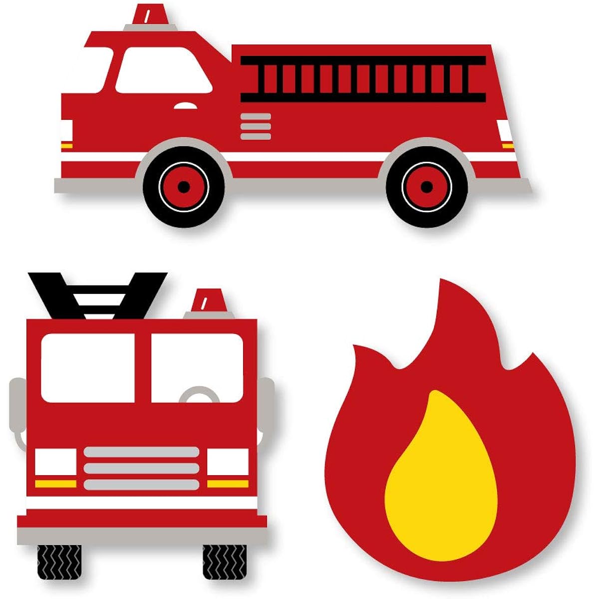 Big Dot of Happiness Fire Truck Fire Engine DIY Firefighter Fire Truck Baby Shower Birthday Party Cutouts (24 Pieces)