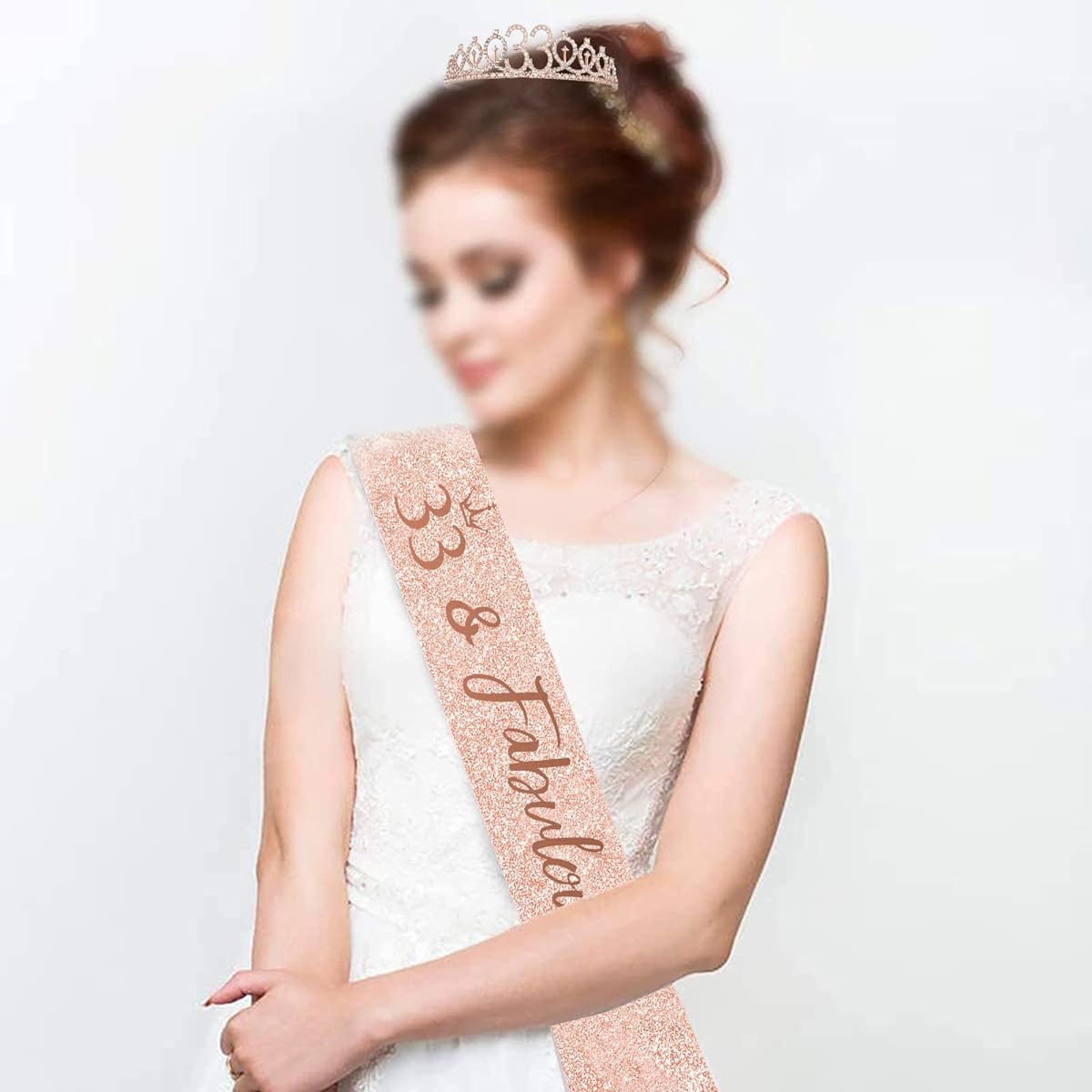 33rd Birthday Sash and Tiara for Women, Rose Gold Birthday Sash Crown 33 & Fabulous Sash and Tiara, 33rd Birthday Gift, 33rd Birthday Party Favors Supplies