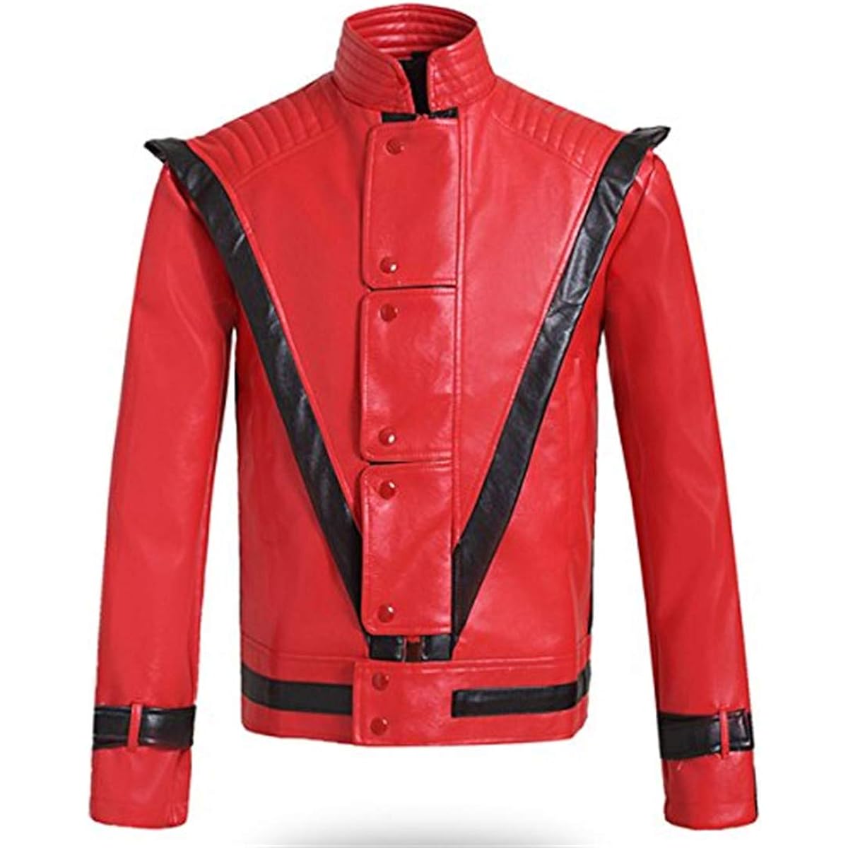 Michael Jackson Cosplay Costume Michael Jackson Thriller Red Stage Costume Tops Jacket Coat Adults and Children Unisex Cosplay Costume Outerwear (Height: 145-155 cm)
