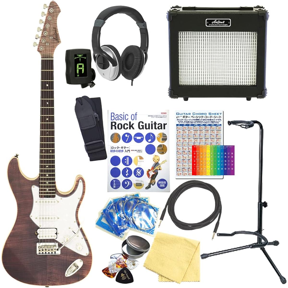 Electric Guitar Beginner Set Aria Pro II 714-AE200 LV Aria 15-piece set