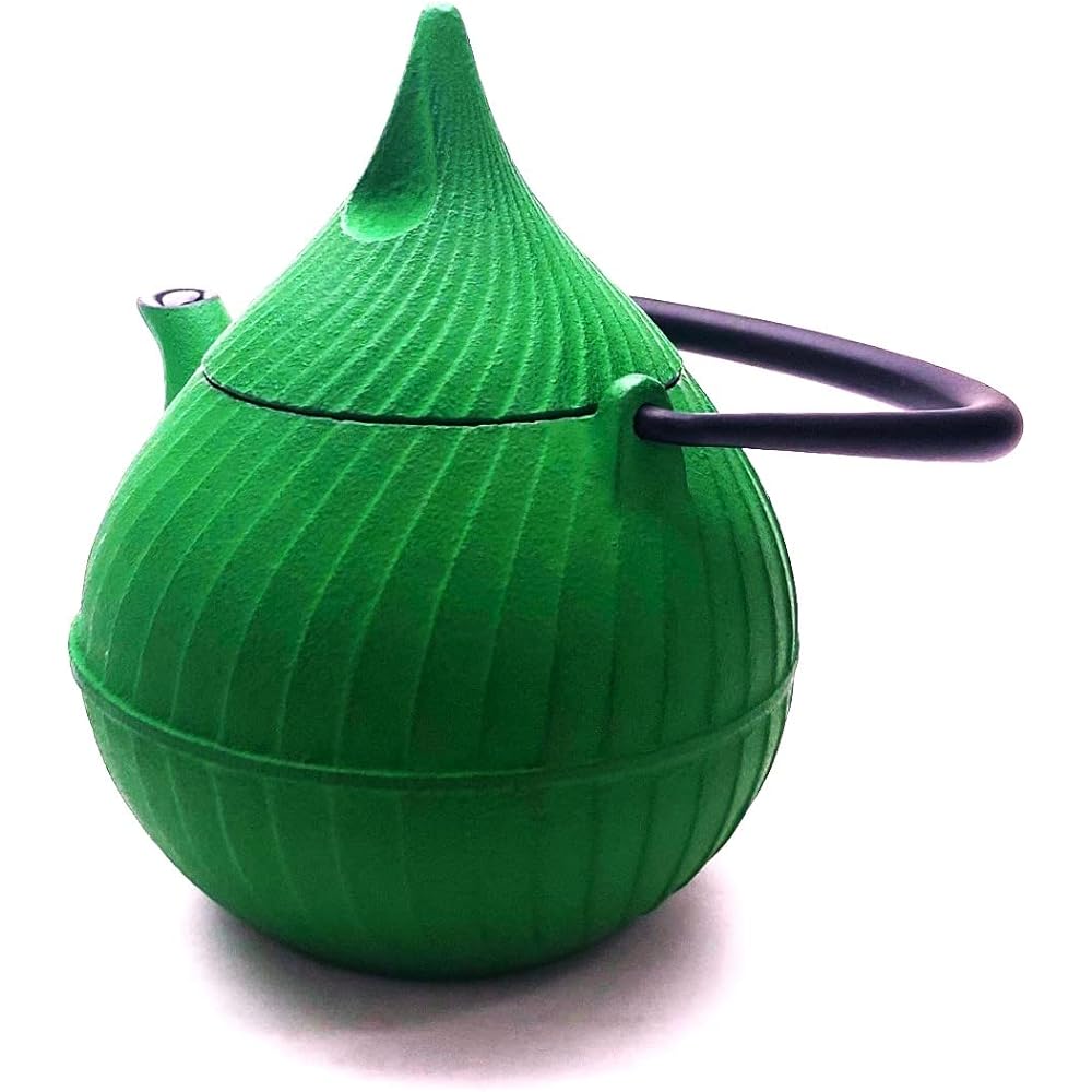 Nanbu Ironware Teapot: Ichichudo Teapot Tsubomi 0.4L Green W13xD11xH17.5(cm)