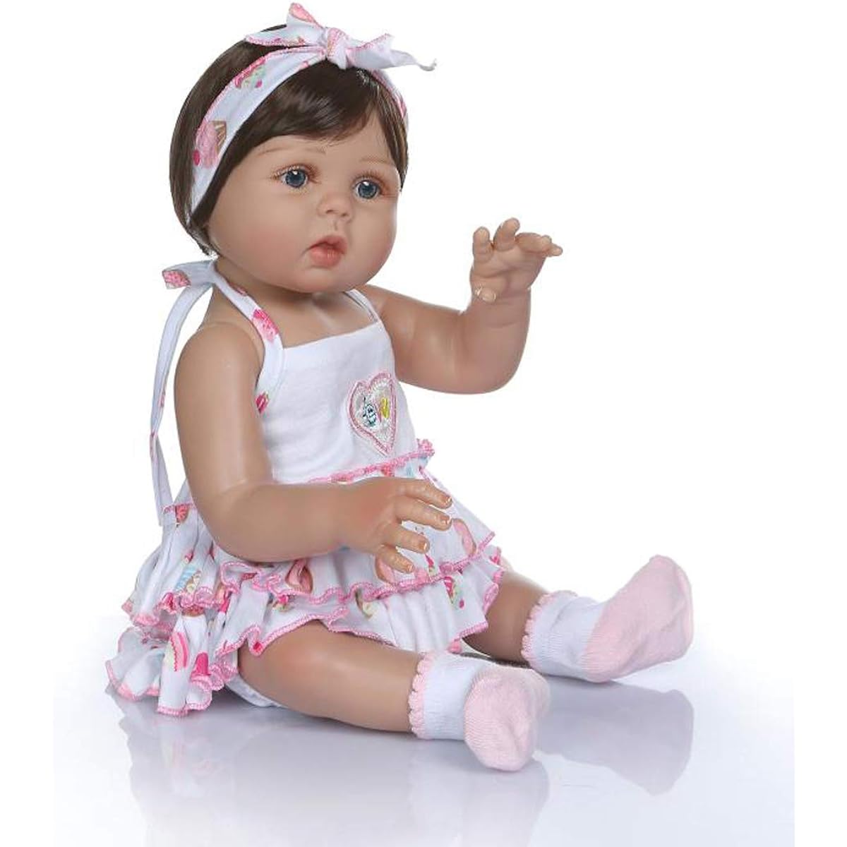 TERABITHIA 18" 47cm Real Life Soft Gentle Touch Silicone Vinyl Full Body Reborn Baby Girl Doll Tan Skin Premature Washable Newborn Doll Looks Realistic