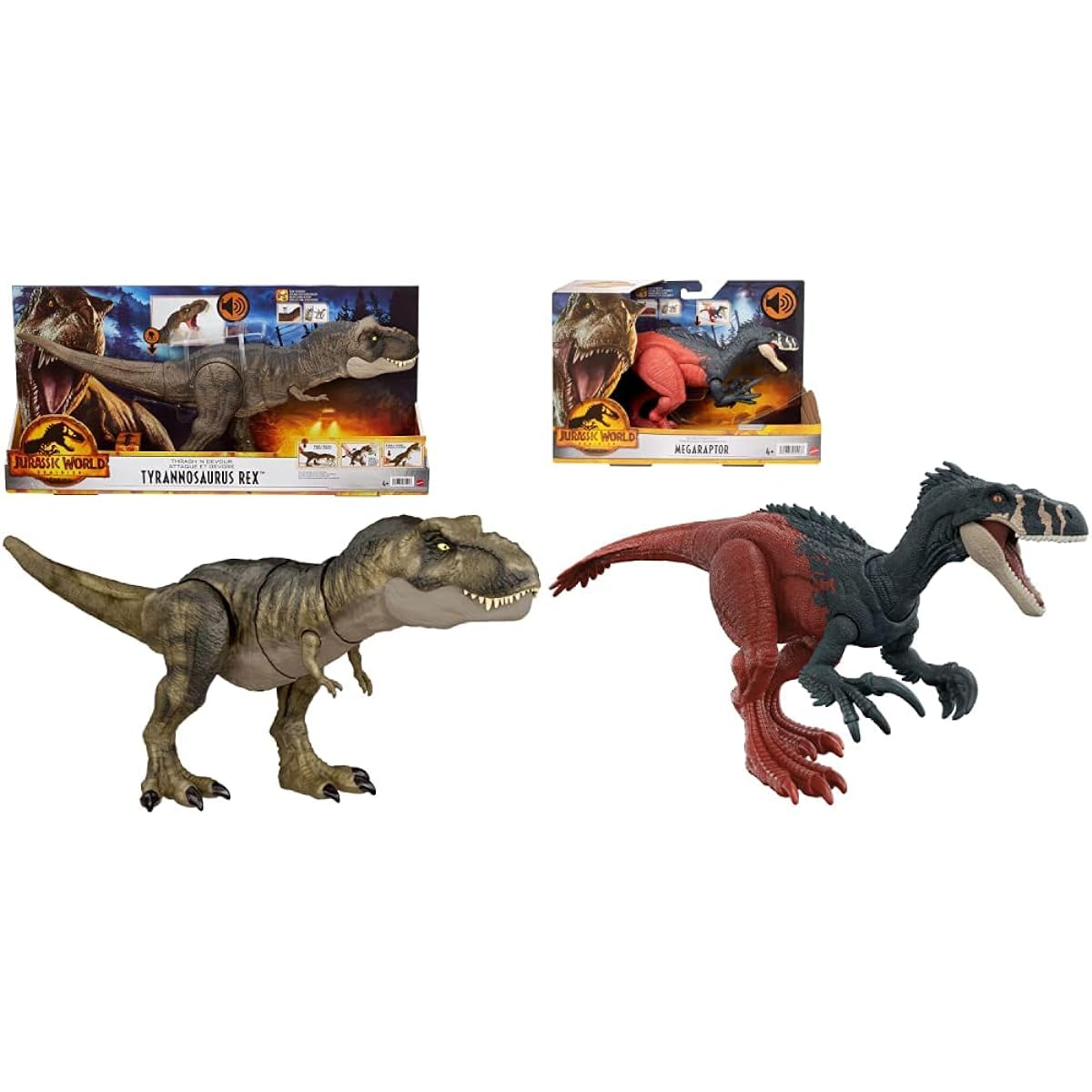 IC WORLD) New Ruler Super Bite! Roaring T-Rex [Total length: approx. 53 cm] [Ages 4 and up] HDY55 Brown Large & Jurassic World (JURASSIC WORLD) New Ruler Action Figure Roaring! Megaraptor [Total length: approx. 32 cm] [Ages 4 and up] HGP79 [Set purchase]