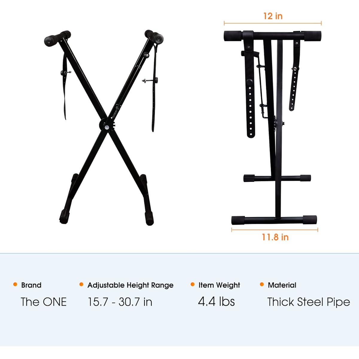 THE ONE Single X Keyboard Stand Pre-assembled X-Style Keyboard Stand with Locking Straps & Quick Release Mechanism Adjustable Piano Stand