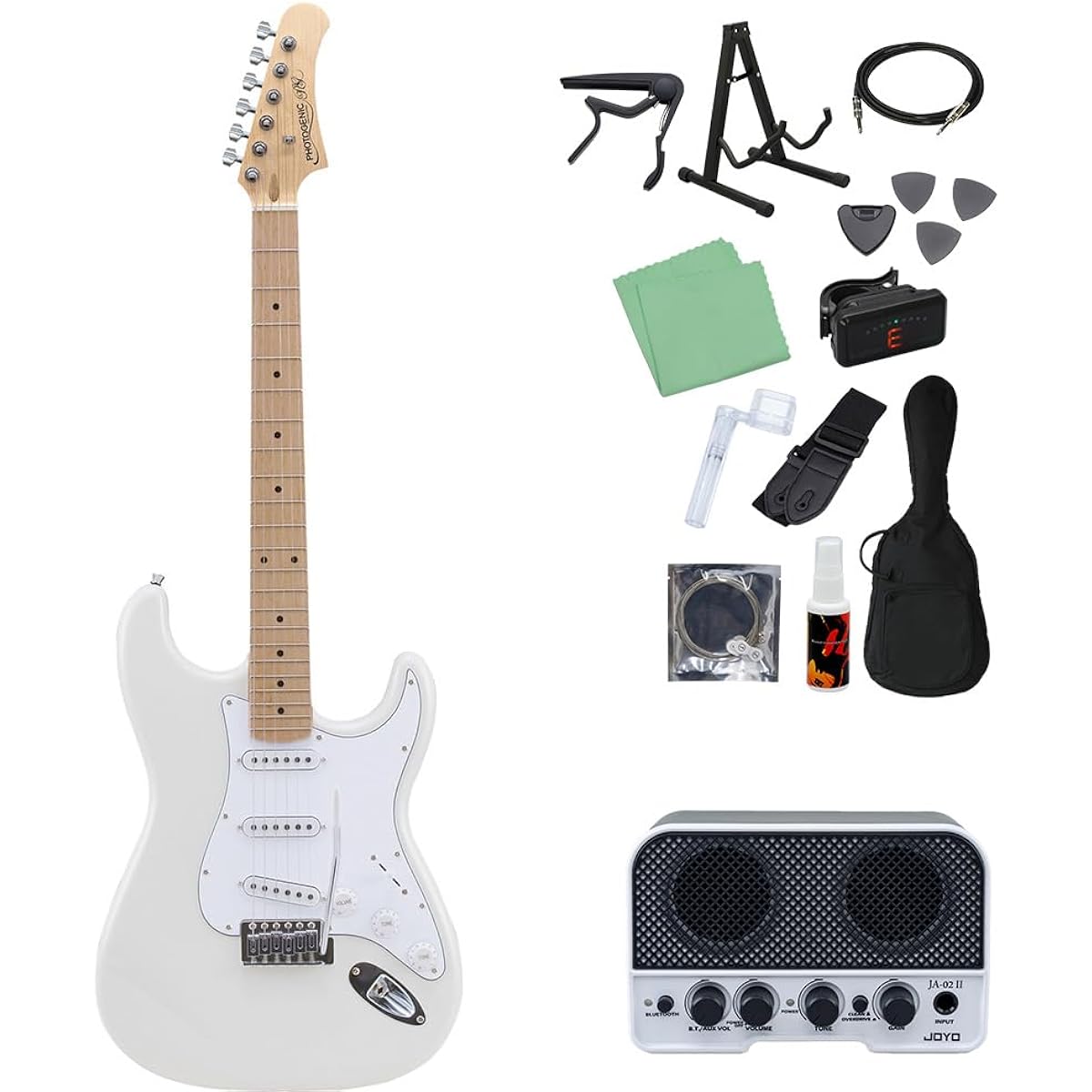 Photogenic ST-180M WH 14-piece electric guitar beginner set [with Bluetooth mini amp] Stratocaster type Photogenic