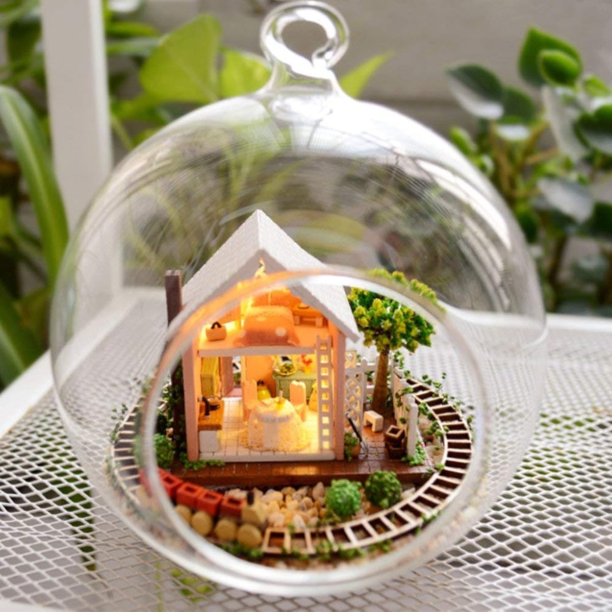 Flever Dollhouse Miniature DIY House Kit Creative Artwork Room with Furniture and Glass Cover Romantic Gift (Pandora Magic Garden)