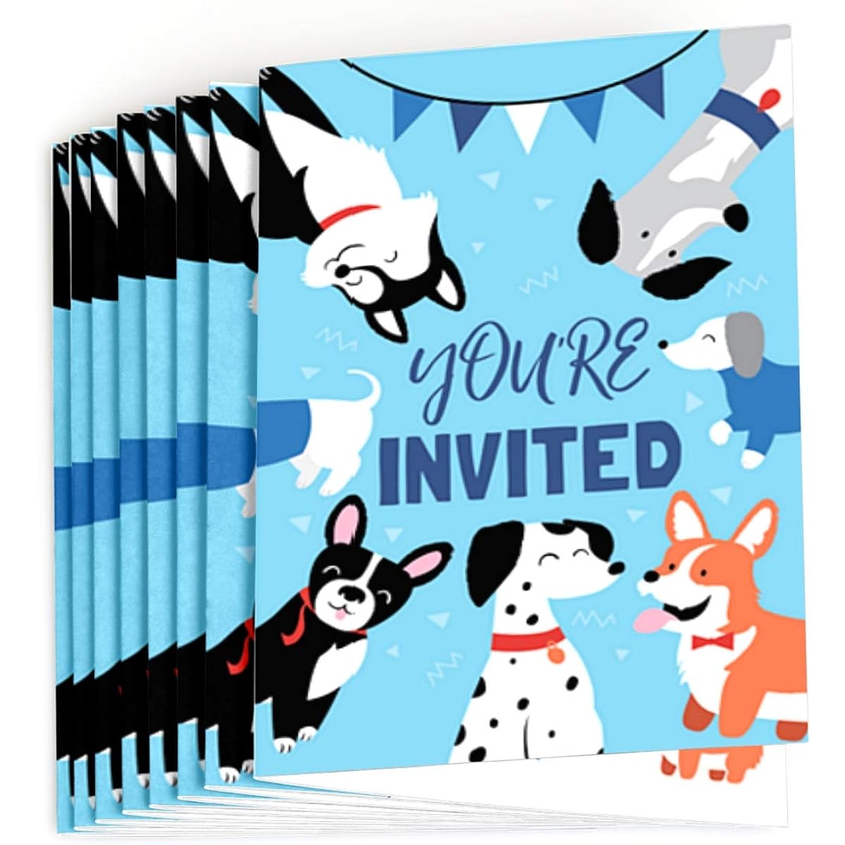 Puffy Big Polka Dot - Dog Baby Shower or Birthday Party Invitations (8 Count)