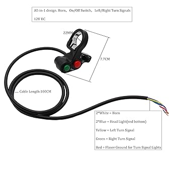 Universal Horn Turn Signal Light On/Off Switch 7/8" Handlebar for Dirt Bike Scooter ATV Motorcycle