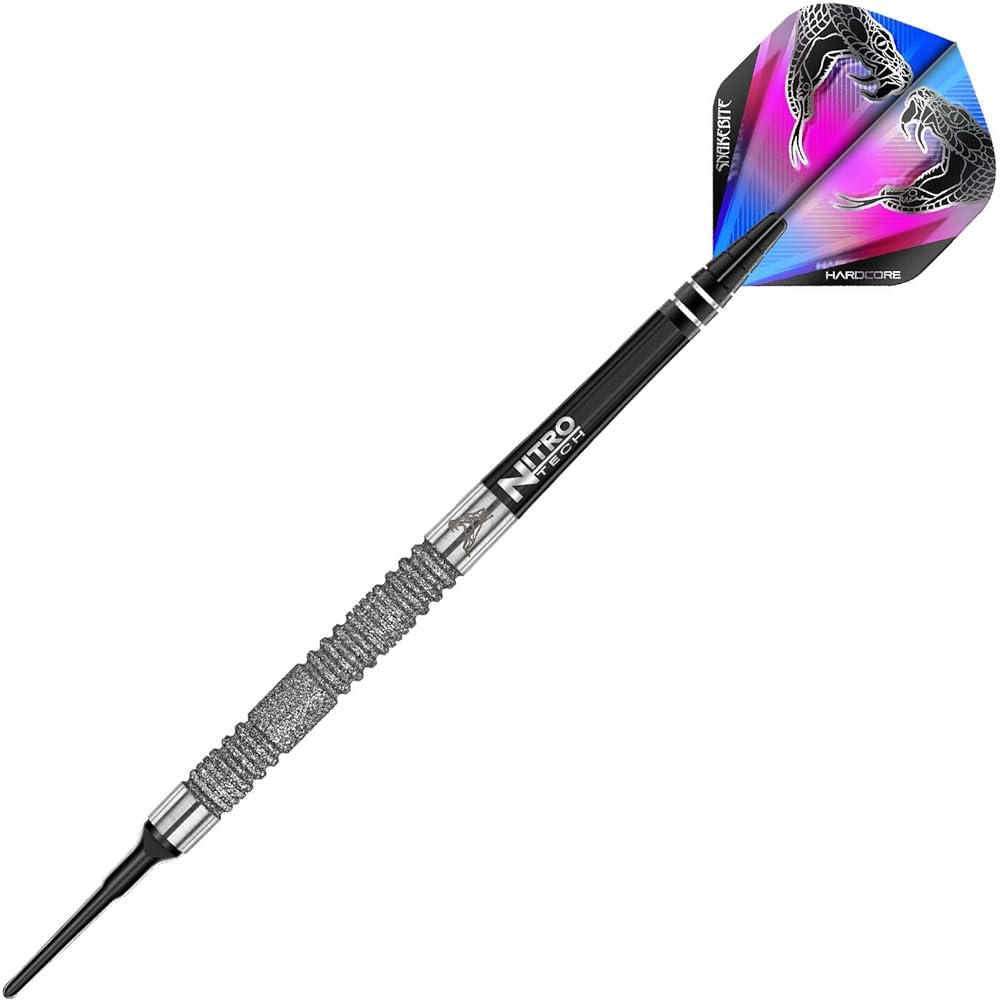Red Dragon Peter Wright Snakebite Euro 11 Element Soft-Tip - 18 Gram - Premium Tungsten Steel Darts with Flights, Shafts
