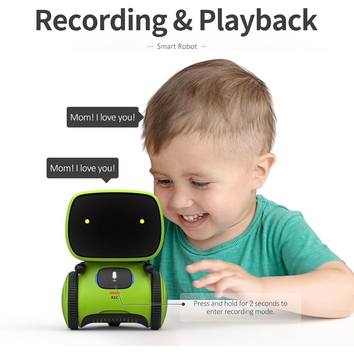GILOBABY Kids Robot Toy, Smart Talking Robot with Voice Control Touch Sensor, Dancing, Singing, Recording, Repeat, Gift for Boys Ages 3+ (Green)