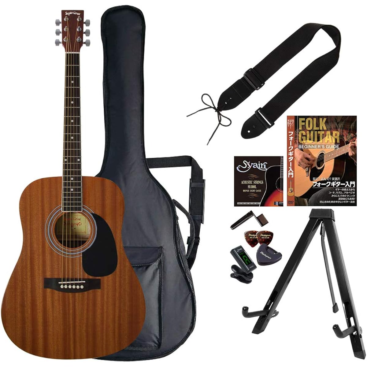 Sepia Crue Acoustic Guitar Beginner's Entry Set Western Guitar Type WG-10/MH Mahogany