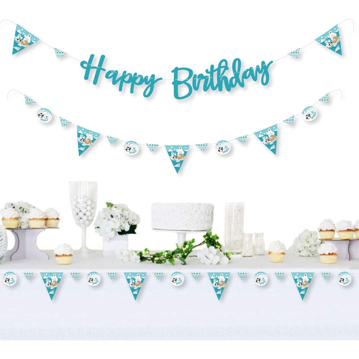 Big Dot of Happiness Arctic Animals - Winter Birthday Party Letter Banner Decorations - 36 Banner Cutouts and Happy Birthday Banner Letters