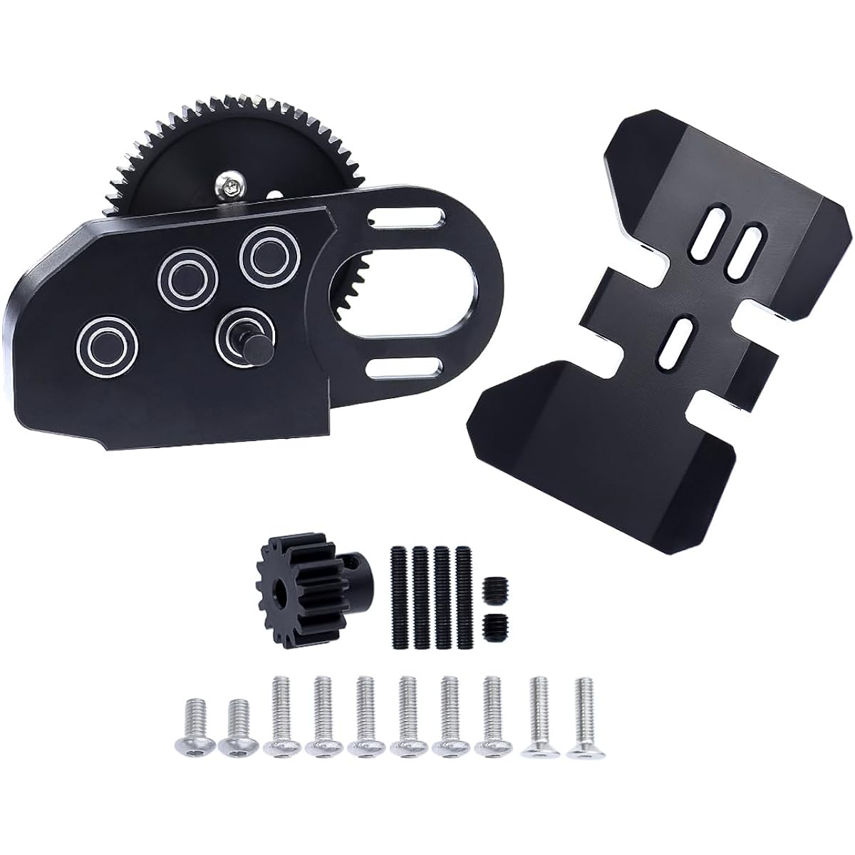 JOYSOG 1/10 RC Crawler Transmission Gearbox with Overdrive Gear for 1/10 SCX10 I II III 90046 TRX4 Capra...Upgrade Parts Accessories (Black)