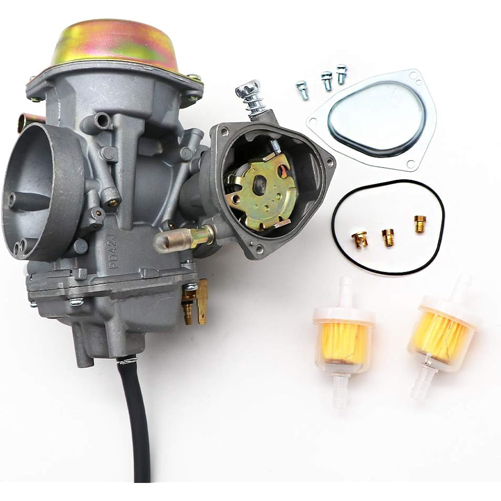 KIPA Carburetor for Yamaha RHINO 660 YFM660 YXR660FA YXR660FSE YXR660FH YXR660 Hunter UTV ATV 2004 2005 2006 2007 OEM Part Number 5KM-14901-00-00 2pcs New Main Jet and 2 Fuel Filters