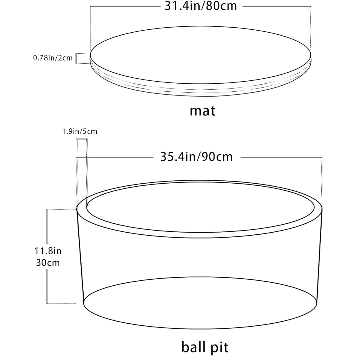 TRENDBOX Soft Foam Ball Pit Sponge Indoor Round Ball Pit Playpen Ball Pit Only 35.6 inches (90 cm) Diameter