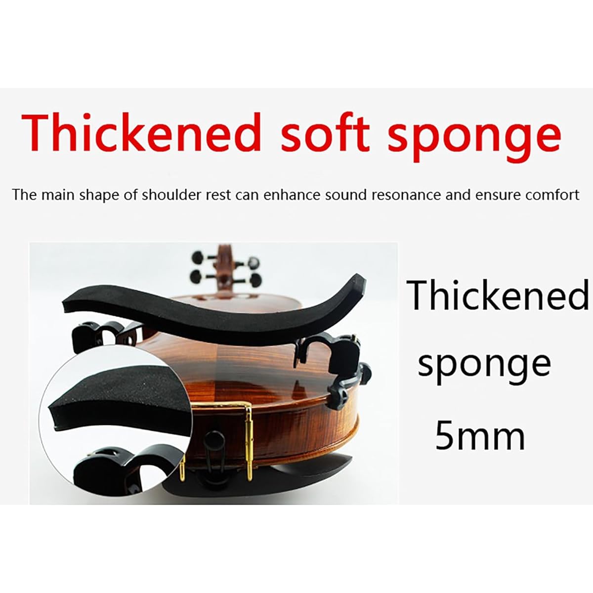 Violin Shoulder Rest Adjustable Violin Shoulder Rest with Shoulder Pad Suitable for Violin (Color: Black, Size: 4/4-3/4)