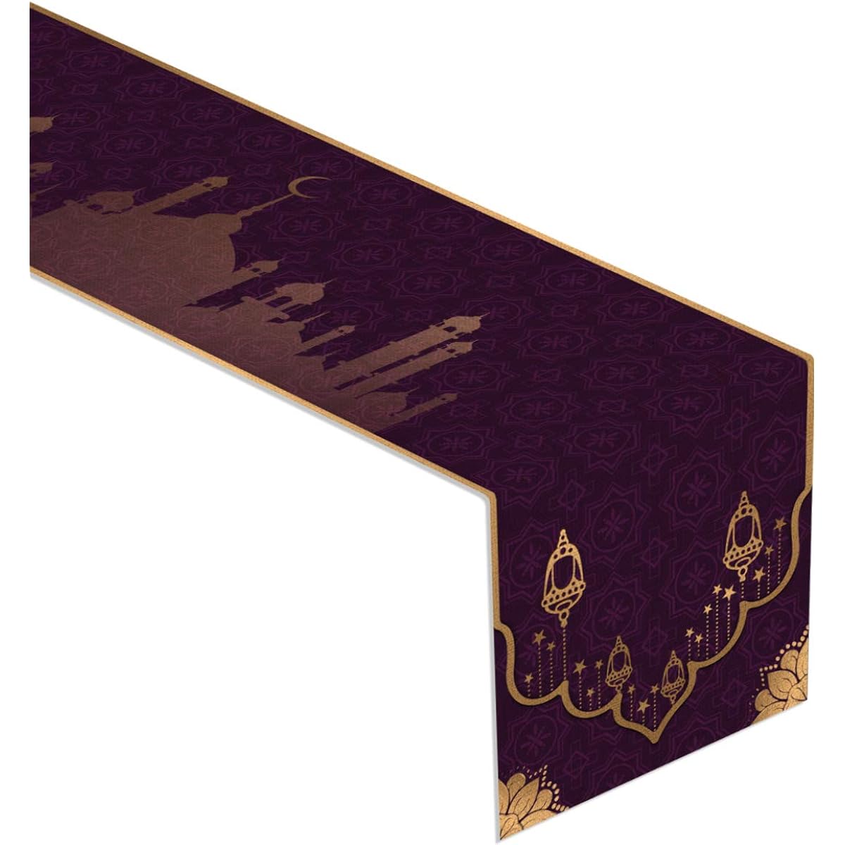 Rainlemon Linen Eid Mubarak Table Runner Ramadan Mosque Islamic Holiday Home Dining Room Decoration