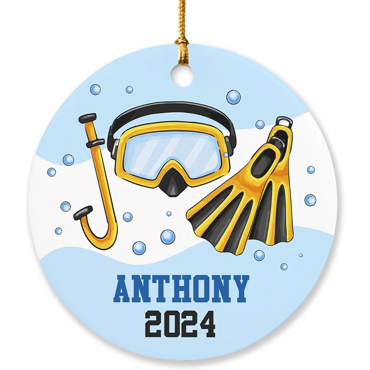 Personalized Diving Christmas Ornaments, Diving Enthusiast Ornaments 2022, Custom Deep Sea Diver Ornament Gift, Customized Name & Year Christmas Ornament Gift, For Scuba Divers, Diving Ornaments Christmas