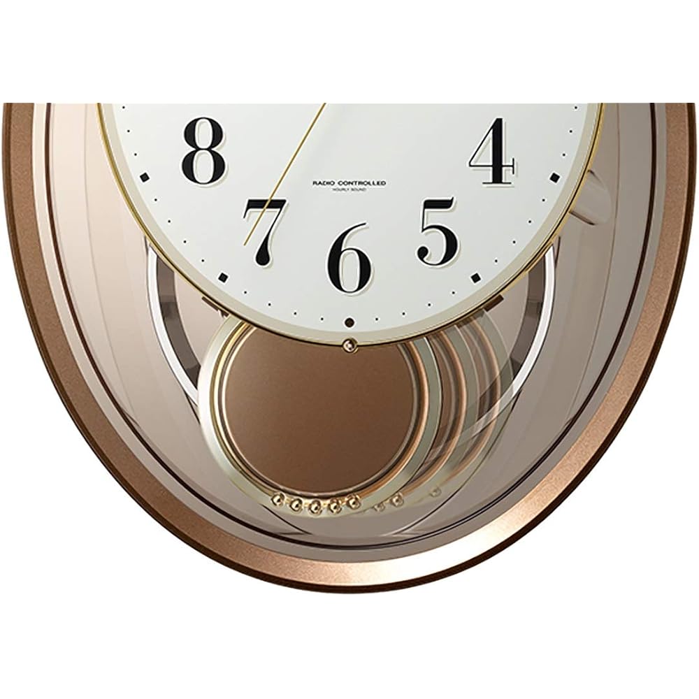 RHYTHM Wall Clock Radio Clock Creative Sound 18 Songs Melody Brown 41.5x32.5x7.6cm 4MN556RH06