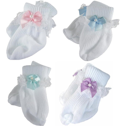 4 Pair Variety Pack Pastel Bow Socks for 18" American Girl Dolls