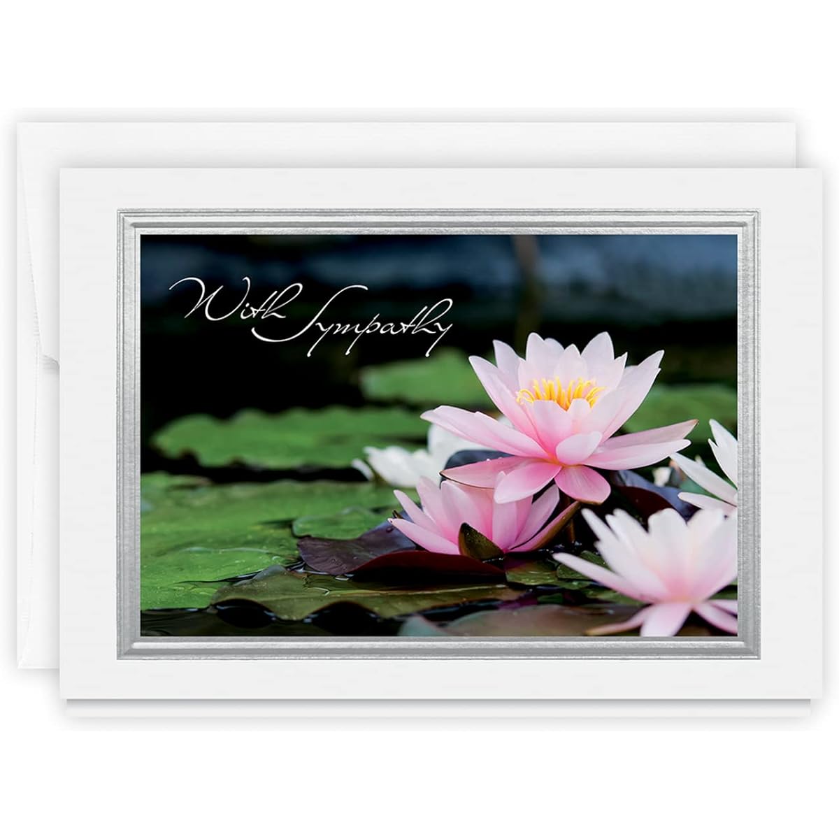 The Gallery Collection - Lotus Flower Sympathy Card with Pearl Lined Envelope