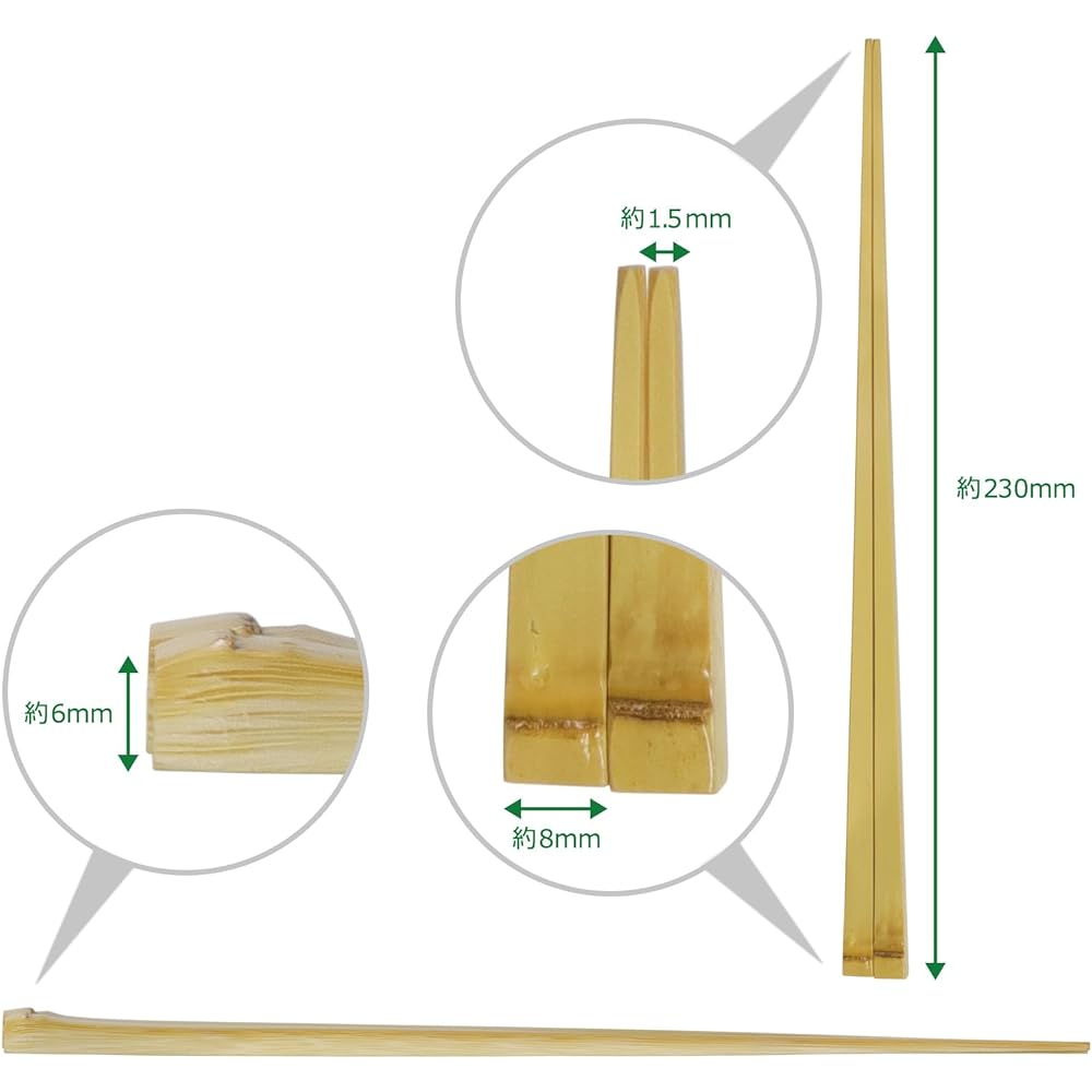 Morikuru Bamboo Chopsticks White Square Tenbushi Made in Japan Bamboo 23cm Tapered Chopsticks Natural Bamboo Chopsticks SG Wonder zone TK03-05