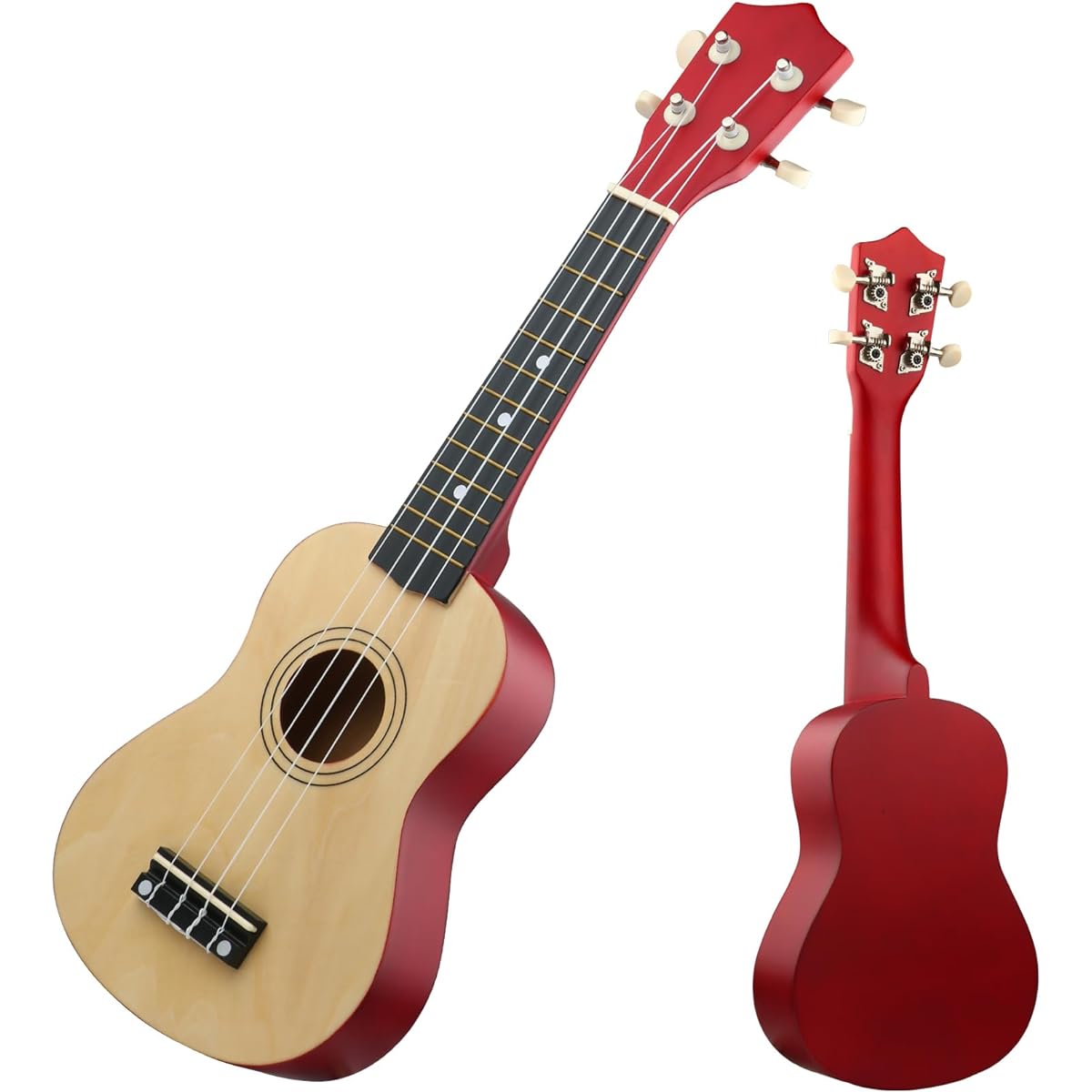 LXS Soprano Ukulele Kids Beginner Ukulele - 21 Inch Small Guitar Ukulele with Gig Bag, 1 Standby String, 2 Picks (Wood Color)