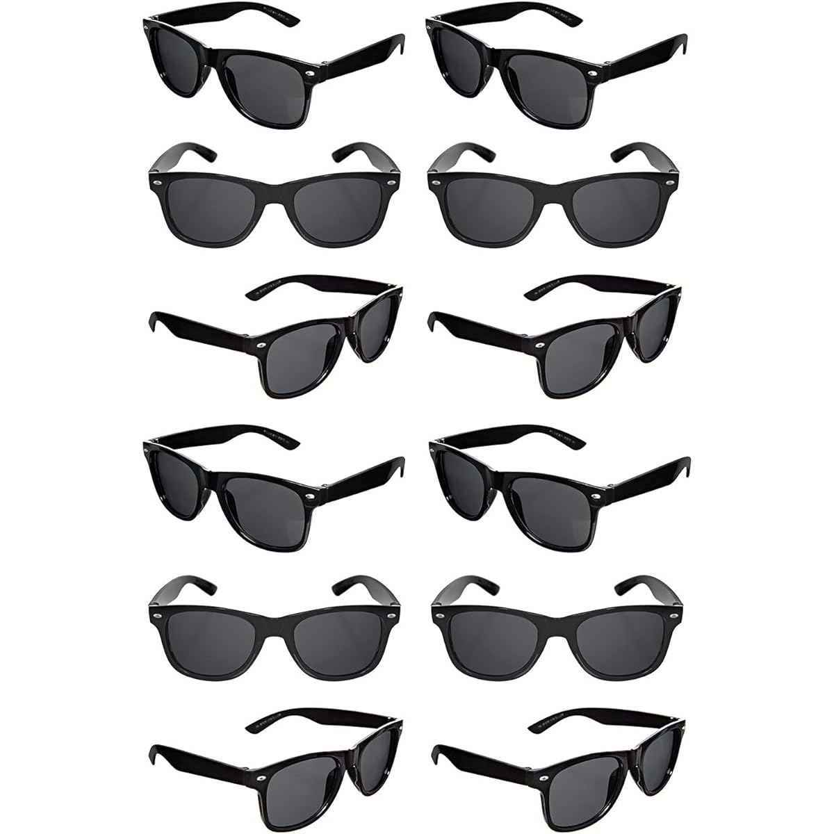 TheGag Black Sunglasses Bulk Party Favors - 12 Pack Retro Black Sunglasses for Graduation, Mardi Gras, Wedding, Bachelorette Parties, Adults, Kids