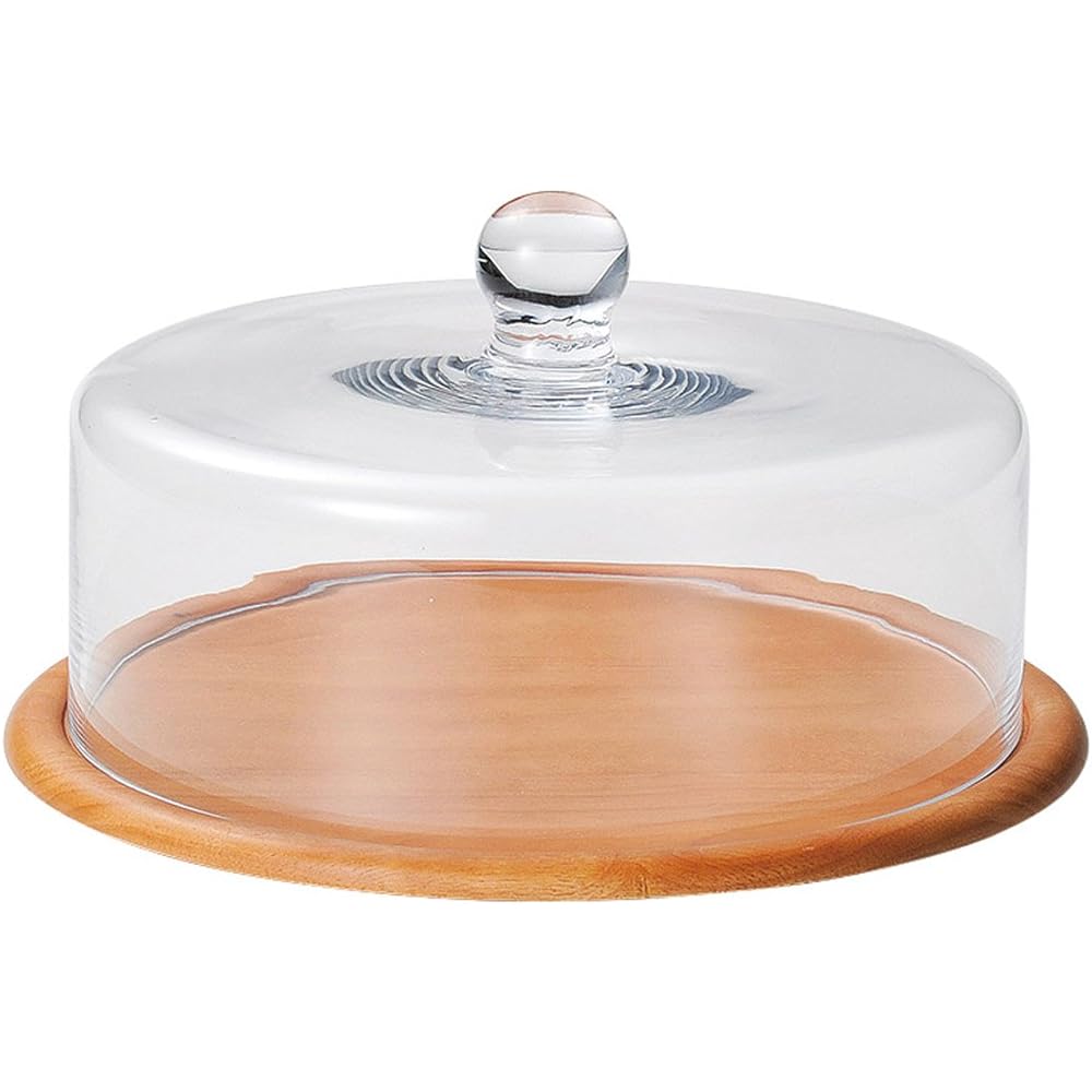 Koyo Pottery Glass Dome & Wood Plate Light Brown R5000102&T1815002