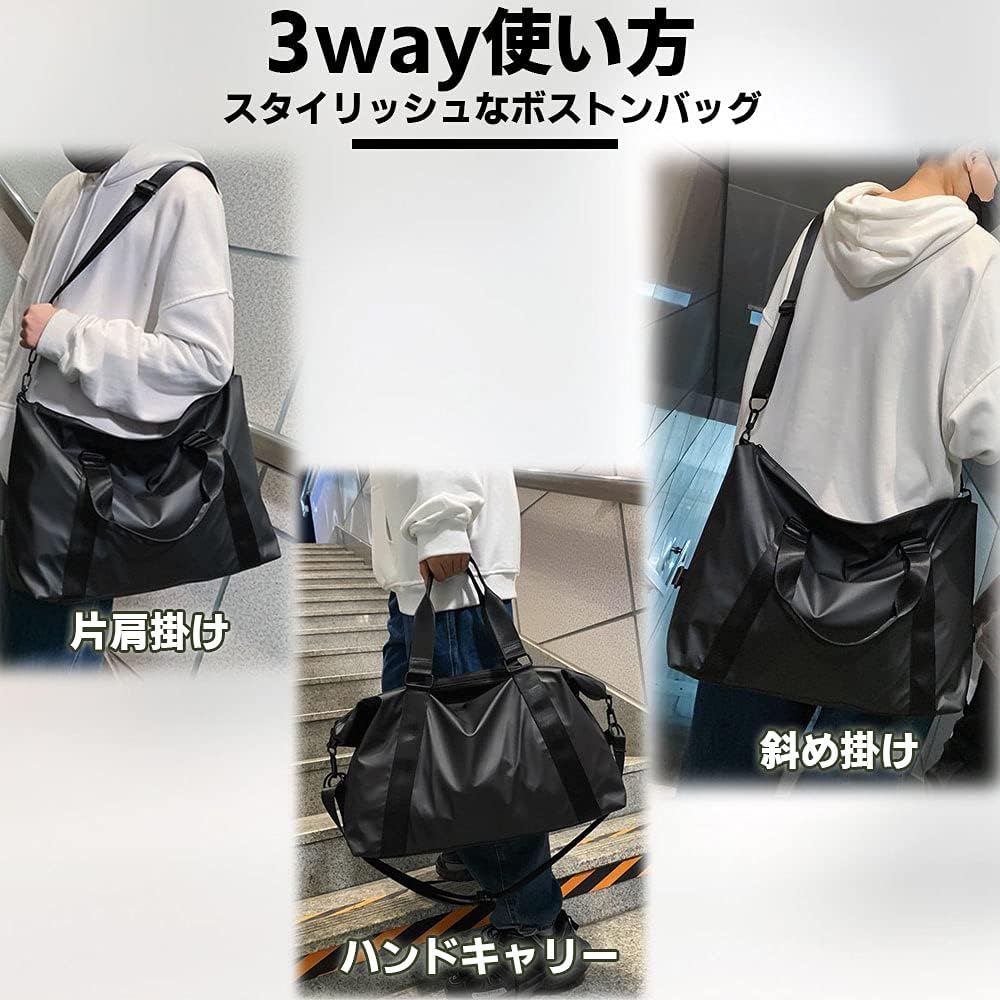 [Manatsulife] Boston Bag, Sports Bag, Lightweight, 30L, Gym Bag, Travel Bag, Unisex, Compact, Water Repellent, Handbag, Shoulder Bag, 2-Way, Lightweight, For Gym, Golf, One Night, Two Days, Travel, Golf, Return, Comes with Studs on the Bottom, Stain Resi