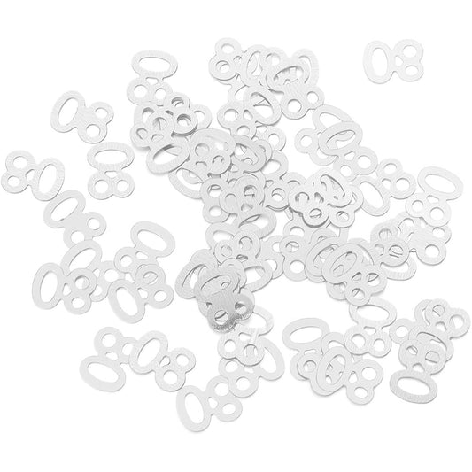 AMOSFUN 1200 Pieces No. 80 Sequins Confetti Plastic Confetti for 80th Birthday Party Anniversary Decorations (Silver)
