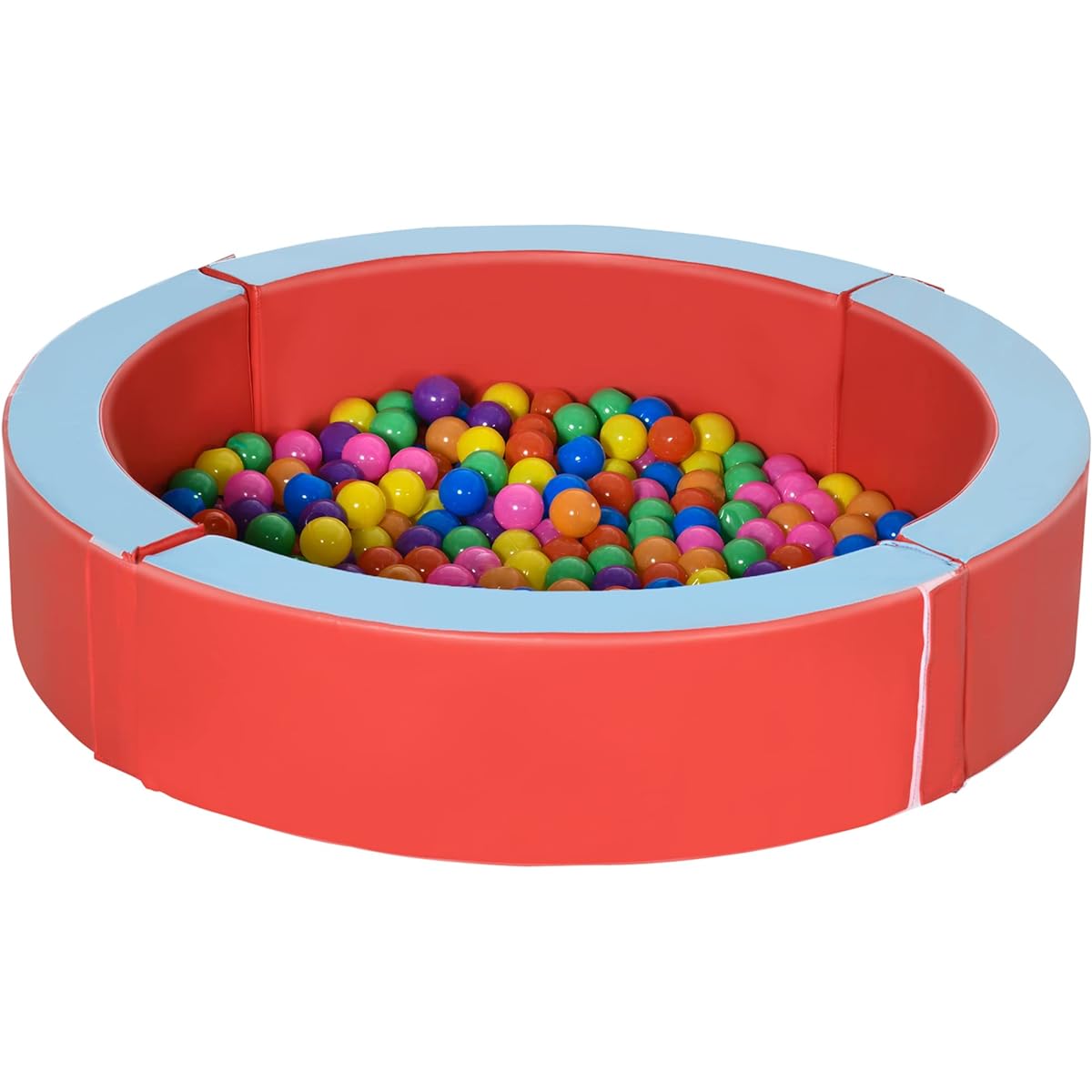Outsunny Foam Baby Ball Pit Pool with Removable and Washable Cover, 45" x 10" Round Ball Pit for Toddlers with 200 Ocean Balls, Soft Playpen, Red