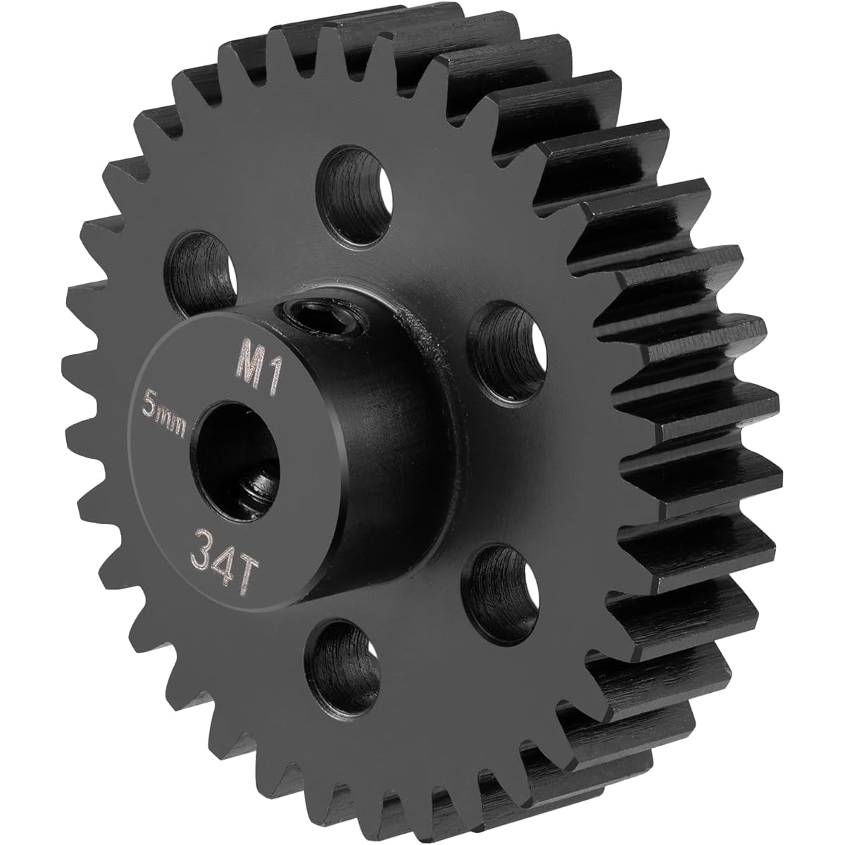 BRKRC Steel M1 Pinion Gear 34T-45T 5mm Shaft Motor Gear for 1/8 1/10 RC Brushless Brush Motor Electric Car/Truck Parts (34T)