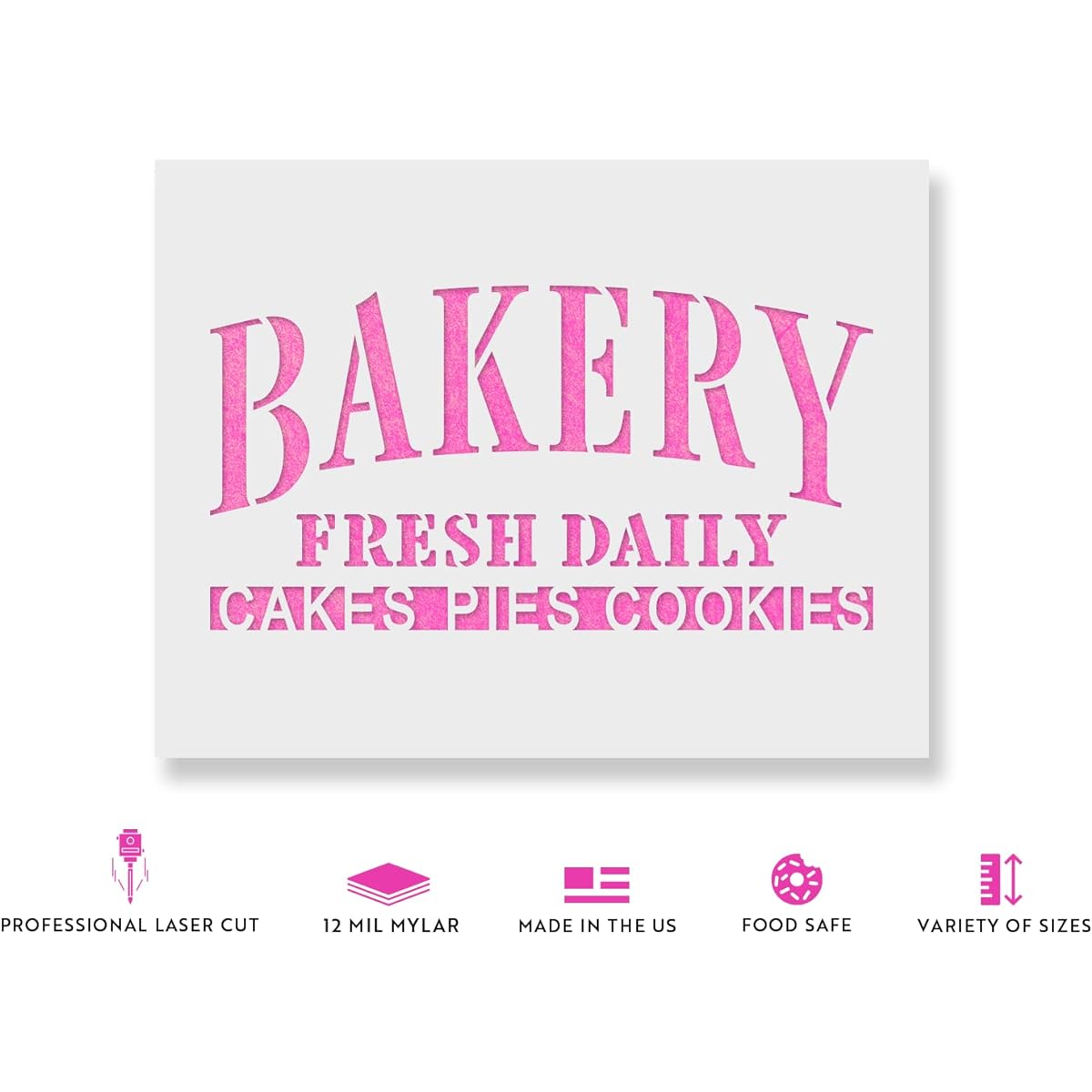 Bakery Stencil Template for Walls and Crafts Reusable for Painting Small & Large Sizes