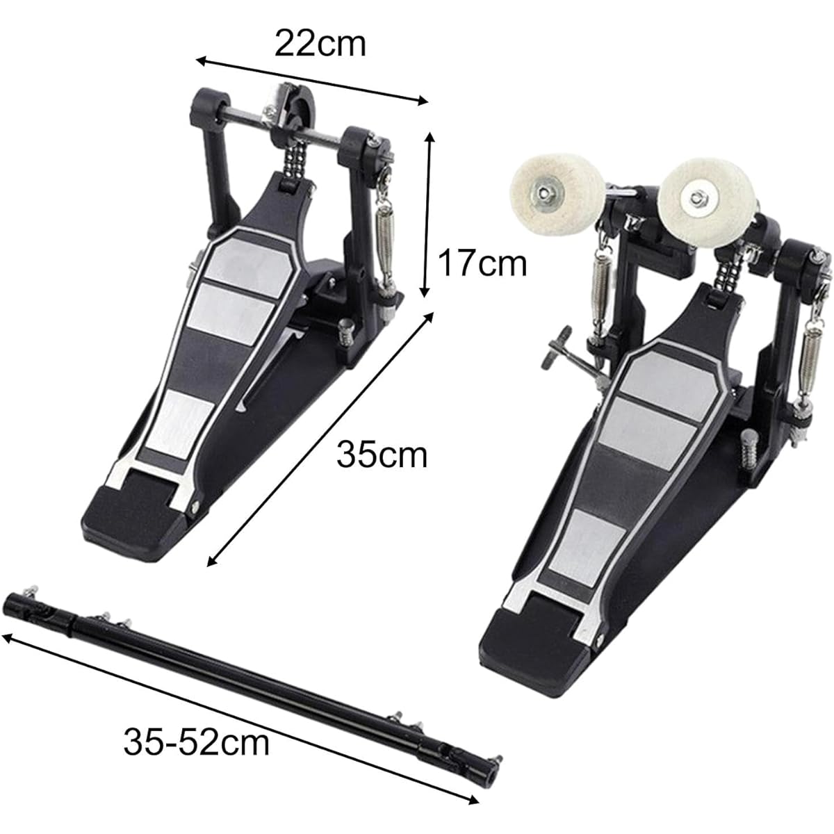 Tachiuwa Double Bass Drum Pedal, Foot Plate, Percussion Drum Set, Heavy Duty Accessories, Double Drum Pedal, Kick Pedal, Double Chain
