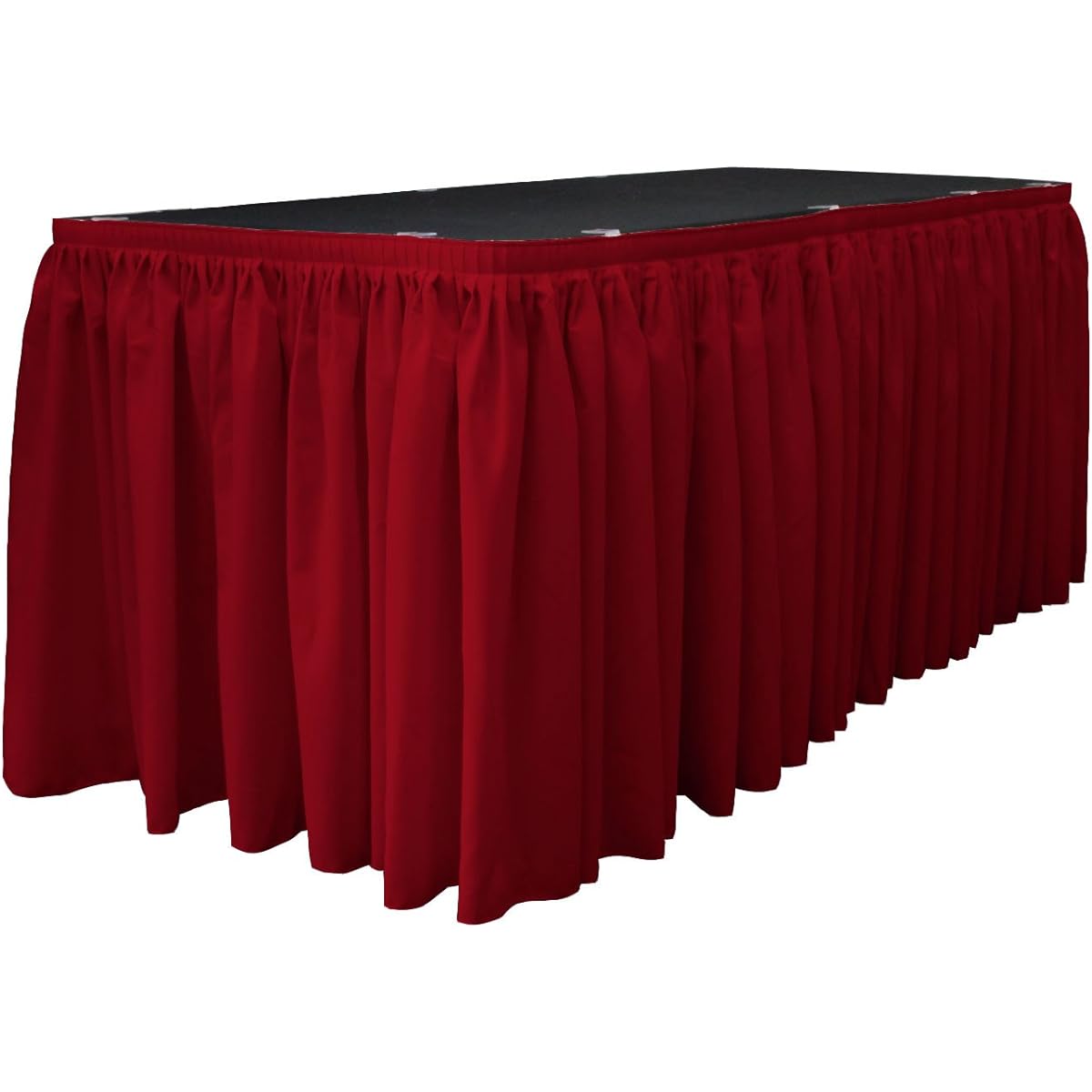 LA Linen Polyester Poplin Pleated Table Skirt with 15 Large Clips, 21-feet by 29-inch, Olive