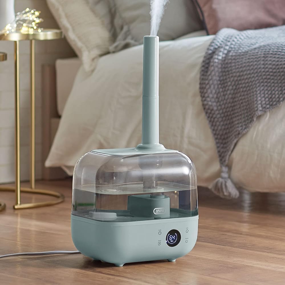 [Toffy] Antibacterial hybrid aroma humidifier <4.7L> HF08 (Pale Aqua) Top water supply type, long-term humidification, long nozzle, automatic humidity control function, with timer, compatible with aroma oil and aroma water, antibacterial treatment HF08-P