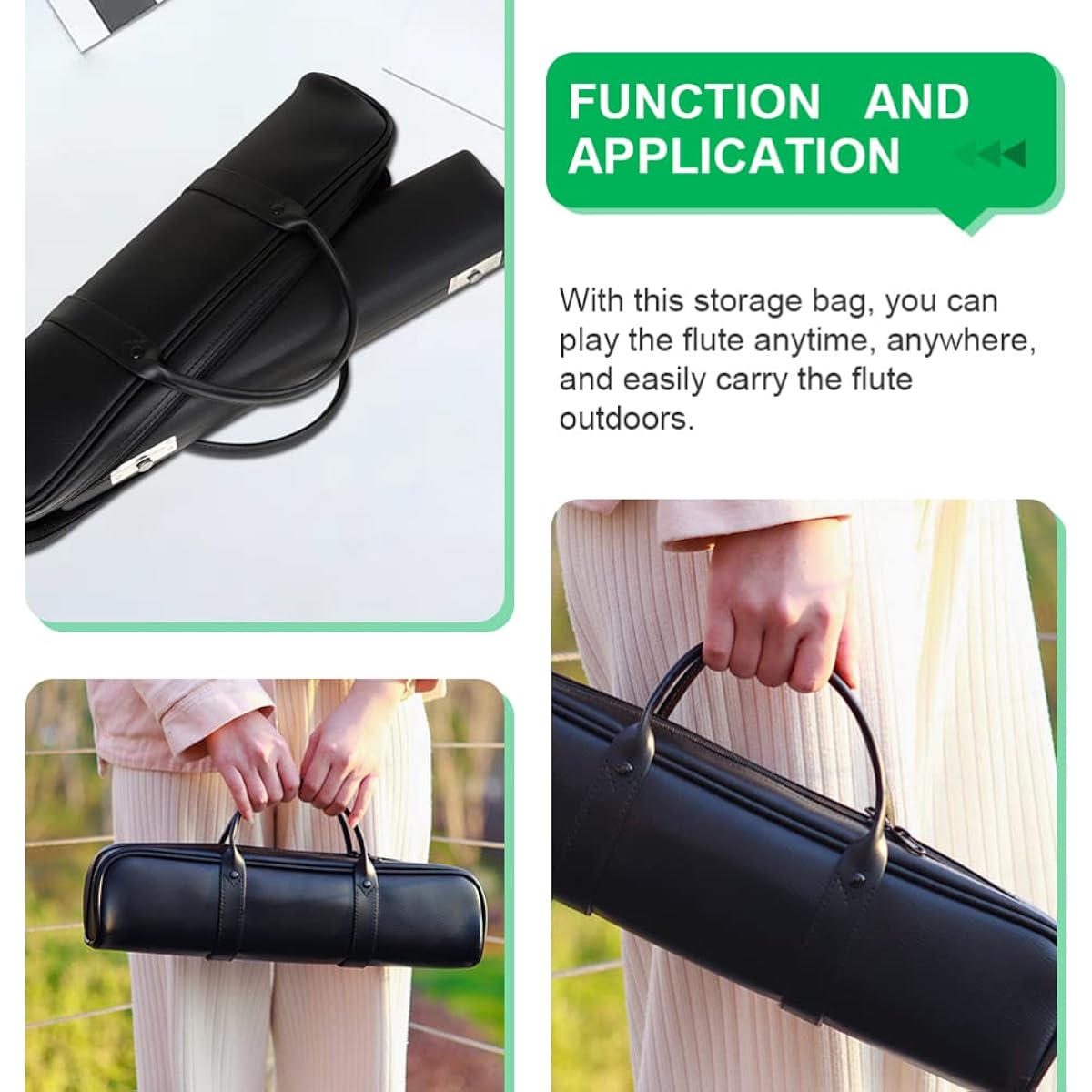 ARTIBETTER Leather Flute Storage Bag Leather Flute Clarinet Storage Bag Soprano Saxophone Case Flute Storage Case for Outdoor Use