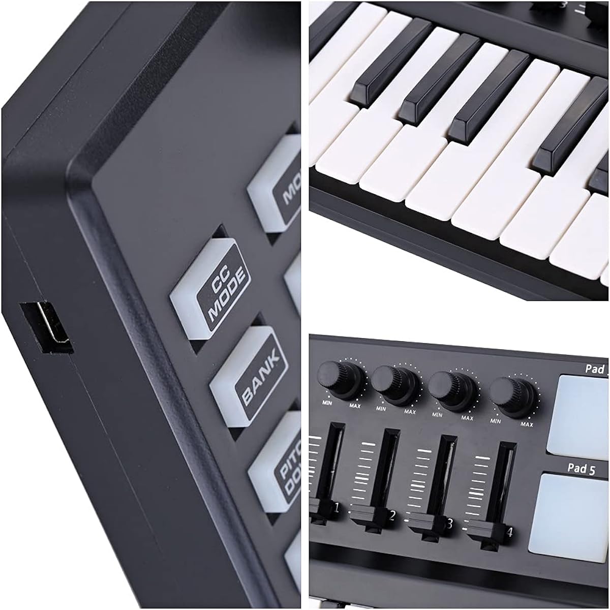 Btuty Panda MIDI Controller Keyboard 25 Keys USB Drum Pad Controller MINI Portable
