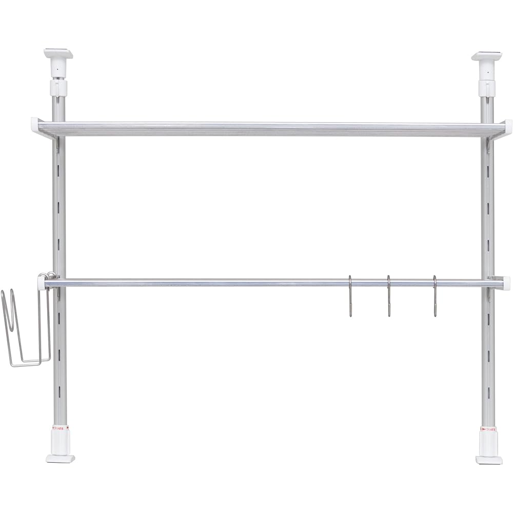 Takubo Kogyo 2-tier Tension Shelf Width 60cm Cutting Board Holder/Dishcloth Holder Set TP2-60MF