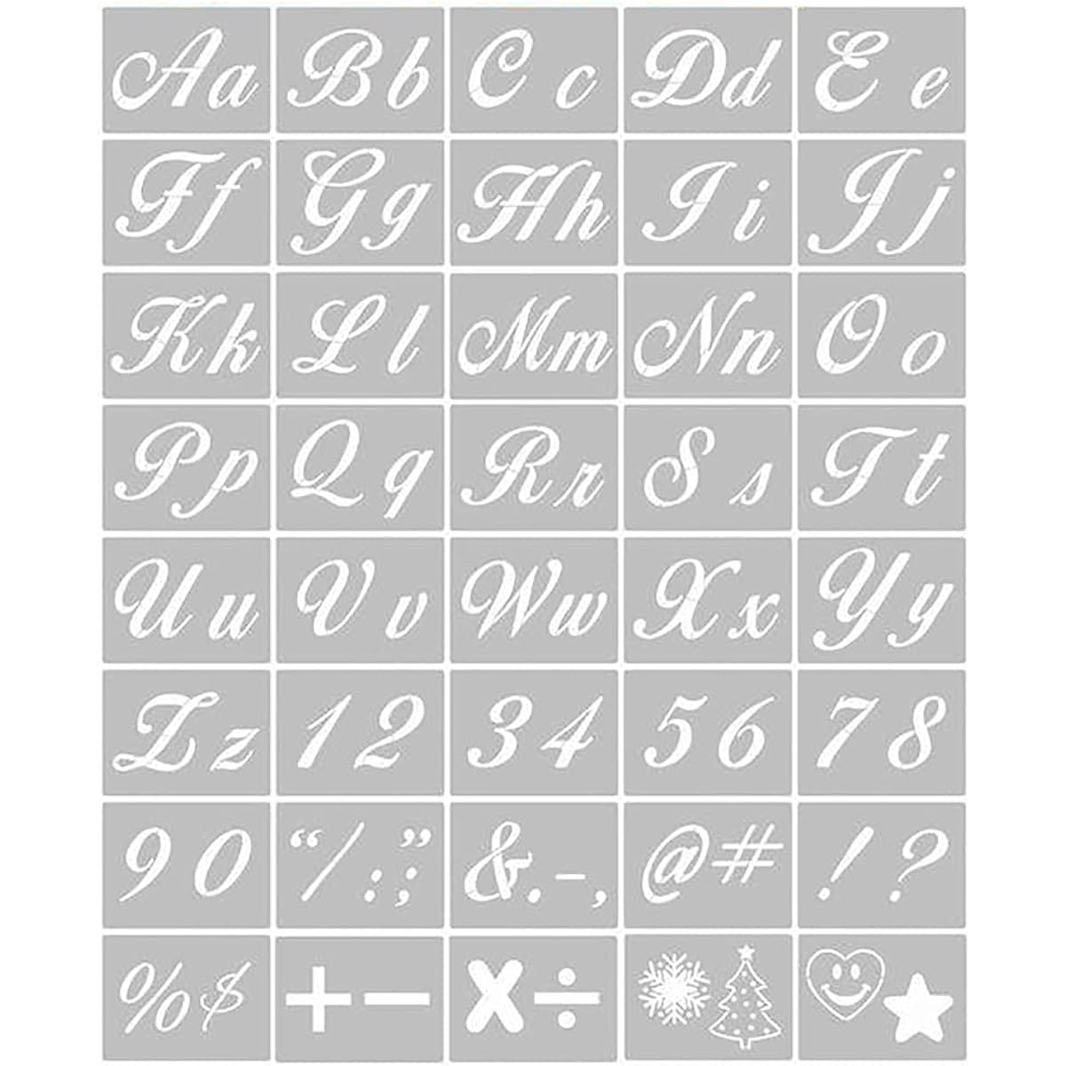 40pcs Alphabet Letter Stencils, Plastic Alphabet Number Drawing Template Stencils Reusable Painting Stencils Art Templates DIY Craft Stencils for School Projects Scrapbook Journal Cards Wood Decor